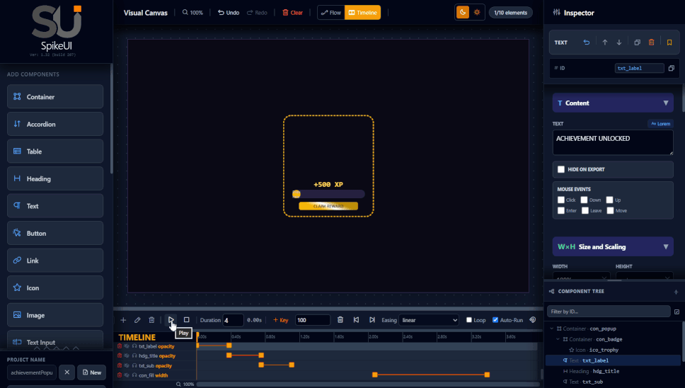 SpikeUI Timeline Animation